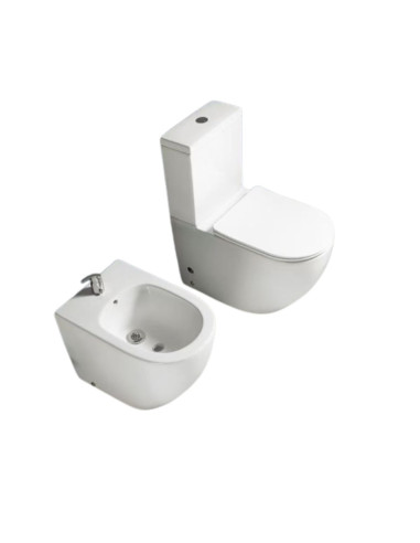 Combo Inodoro Largo Mochila Y Bidet Triple agujero Siena